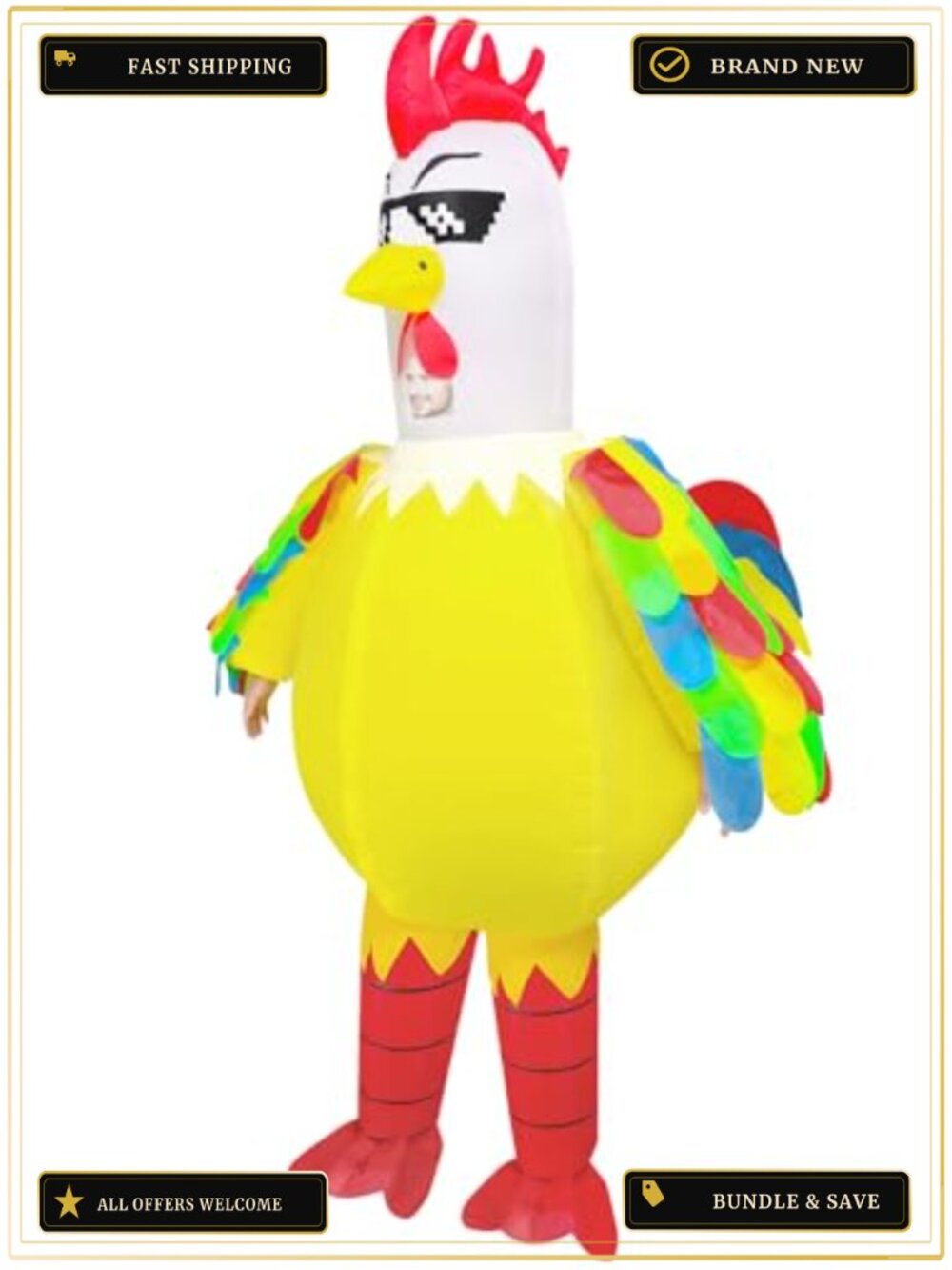 Inflatable Chicken Costume Adult Blow Up Halloween Cosplay Suit